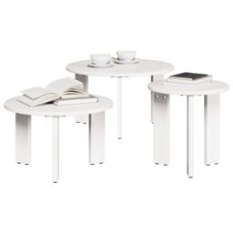 Berkfield Home Coffee Table Set 3 pcs White Solid pine wood - thumbnail 3