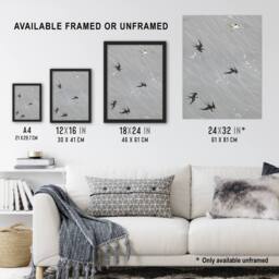"Artery8 Nampei Swallows Birds Vintage Japanese Illustration Framed Art Print in Grey - Size: W12"" x H16""" - thumbnail 3