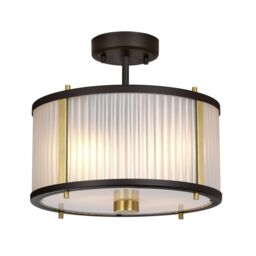 Netlighting Corona Cylindrical 2 Light Pendant Museum Bronze Frosted Glass in Brown - thumbnail 4