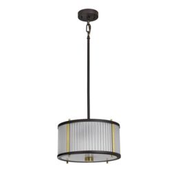Netlighting Corona Cylindrical 2 Light Pendant Museum Bronze Frosted Glass in Brown - thumbnail 2
