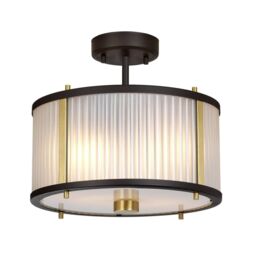 Netlighting Corona Cylindrical 2 Light Pendant Museum Bronze Frosted Glass in Brown - thumbnail 3