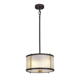Netlighting Corona Cylindrical 2 Light Pendant Museum Bronze Frosted Glass in Brown