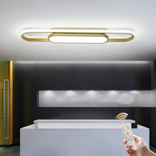 NIVOR Gold LED Ceiling Light 40W Dimmable Acrylic Linear with Remote - image 1