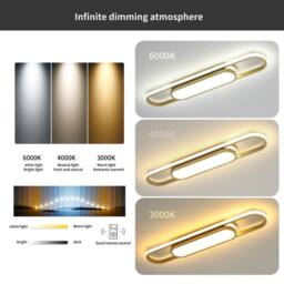 NIVOR Gold LED Ceiling Light 40W Dimmable Acrylic Linear with Remote - thumbnail 6