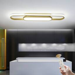 NIVOR Gold LED Ceiling Light 40W Dimmable Acrylic Linear with Remote