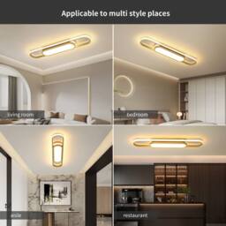 NIVOR Gold LED Ceiling Light 40W Dimmable Acrylic Linear with Remote - thumbnail 5
