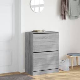 Berkfield Home Shoe Cabinet with 2 Flip-Drawers Grey Sonoma 80x42x108 cm - Size: 80 x 42 x 108 cm - thumbnail 3