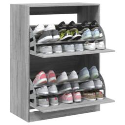 Berkfield Home Shoe Cabinet with 2 Flip-Drawers Grey Sonoma 80x42x108 cm - Size: 80 x 42 x 108 cm - thumbnail 4