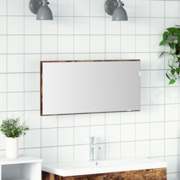 Berkfield Home Bathroom Mirror Cabinet with LED Light Smoked Oak 80x37 cm in Brown - thumbnail 1