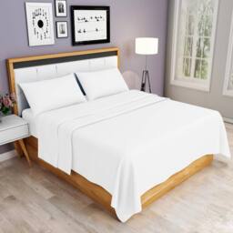 Homes-Linen 100% Egyptian Cotton Thread Count 200 Hotel Quality Flat Sheet in White - Size: Single - thumbnail 1