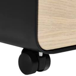 Wyld and Coco 3 Drawer Mobile Pedestal Black Light Brown Wood Effect Front - thumbnail 7