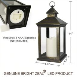 Bright Zeal 2pcs 14' Black Gold Decorative Candle Lanterns Christmas - thumbnail 6