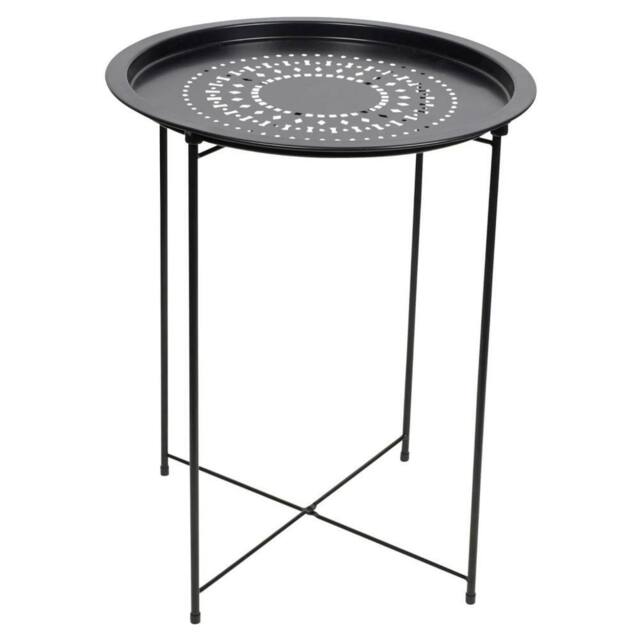 Kelvenix Folding Metal Round Bistro Coffee Table Patio Indoor Outdoor Furniture in Black - image 1