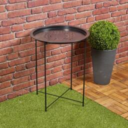 Kelvenix Folding Metal Round Bistro Coffee Table Patio Indoor Outdoor Furniture in Black - thumbnail 3