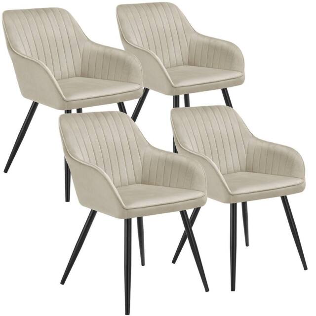 tectake Dining Chair Marilyn Set Of 4 - Cream/Black in Cream - Size: 4 Pack - image 1