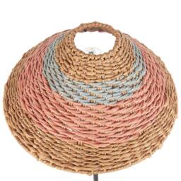Wyld and Coco Boho Floor Lamp Beige Paper Rope Shade Pink and Blue Accents Sturdy - thumbnail 5