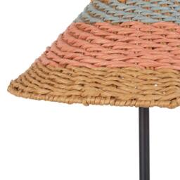 Wyld and Coco Boho Floor Lamp Beige Paper Rope Shade Pink and Blue Accents Sturdy - thumbnail 6