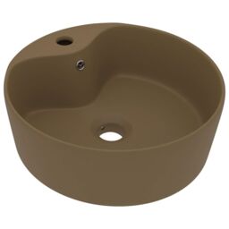 Berkfield Home Luxury Wash Basin with Overflow Matt Cream 36x13 cm Ceramic - thumbnail 2