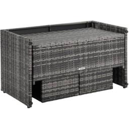 tectake Monopoli 2-in-1 rattan garden lounge set, sofa & seating area in Grey - Size: 4 Person - thumbnail 2