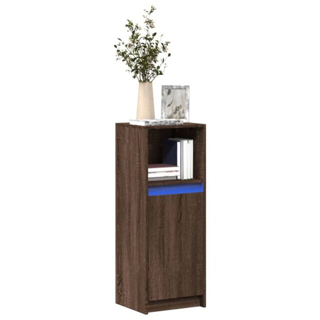 Berkfield Home Sideboard with LED Brown Oak 38x34x100 cm Engineered Wood - Size: 38 x 34 x 100 cm - image 1