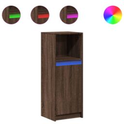 Berkfield Home Sideboard with LED Brown Oak 38x34x100 cm Engineered Wood - Size: 38 x 34 x 100 cm - thumbnail 2