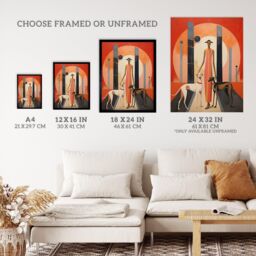 "Wee Blue Coo Wall Art Print God Of The Greyhounds Conceptual Oil Painting Red Grey Egyptian Sunset Art Deco Poster - Size: W24"" x H32""" - thumbnail 3