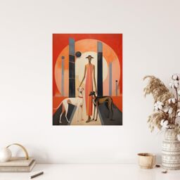 "Wee Blue Coo Wall Art Print God Of The Greyhounds Conceptual Oil Painting Red Grey Egyptian Sunset Art Deco Poster - Size: W24"" x H32""" - thumbnail 4