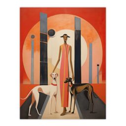 "Wee Blue Coo Wall Art Print God Of The Greyhounds Conceptual Oil Painting Red Grey Egyptian Sunset Art Deco Poster - Size: W24"" x H32""" - thumbnail 1