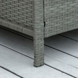 OUTSUNNY 3 PC Outdoor Rattan Sofa Set w/ Chairs Coffee Table Cushion in Light Grey - thumbnail 9