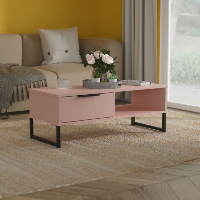 Ready Assembled 2 U Fuji 1 Drawer Coffee Table (Ready Assembled) in Dusty Pink - image 1