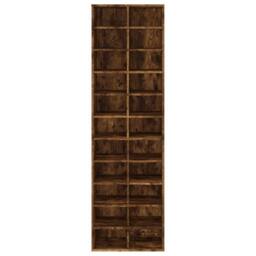 Berkfield Home Shoe Cabinet Smoked Oak 54x34x183 cm Engineered Wood in Brown - Size: 54 x 34 x 183 cm - thumbnail 4