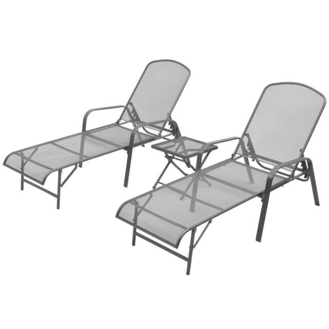 Berkfield Home Sun Loungers 2 pcs with Table Steel Anthracite in Dark Grey - image 1