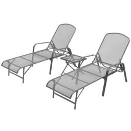 Berkfield Home Sun Loungers 2 pcs with Table Steel Anthracite in Dark Grey