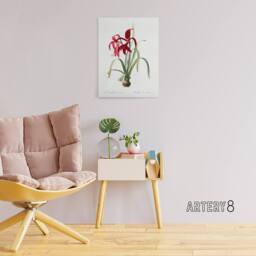 "Artery8 Aztec Lily Botanical Redoute Vintage Canvas Wall Art in White - Size: W18"" x H24""" - thumbnail 3