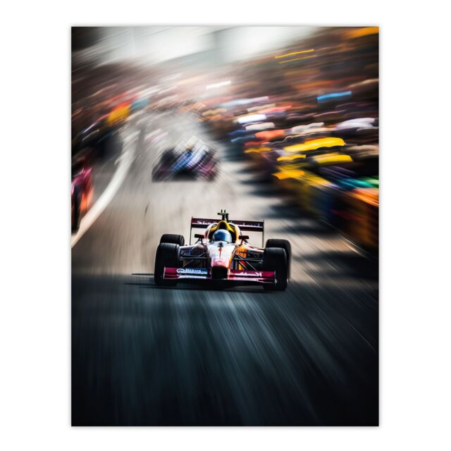 "Artery8 Wall Art Print F1 Motorsport Speed Blur Racing Car For Him Fan Man Cave Poster - Size: W24"" x H32""" - image 1