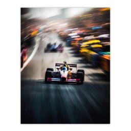 "Artery8 Wall Art Print F1 Motorsport Speed Blur Racing Car For Him Fan Man Cave Poster - Size: W24"" x H32""" - thumbnail 1