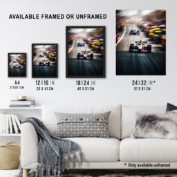 "Artery8 Wall Art Print F1 Motorsport Speed Blur Racing Car For Him Fan Man Cave Poster - Size: W24"" x H32""" - thumbnail 3