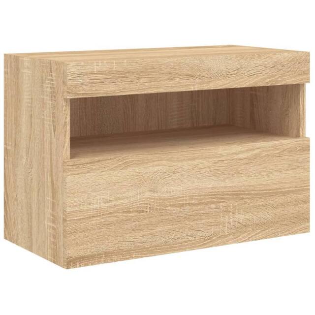 Berkfield Home TV Wall Cabinet with LED Lights Sonoma Oak 60x30x40 cm in Light Tan - Size: 60 x 30 x 40 cm - image 1