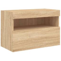 Berkfield Home TV Wall Cabinet with LED Lights Sonoma Oak 60x30x40 cm in Light Tan - Size: 60 x 30 x 40 cm - thumbnail 1