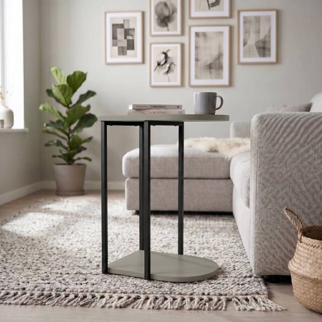Decortie 'Roya' Half-Round Side Table with Metal Frame in Green - image 1