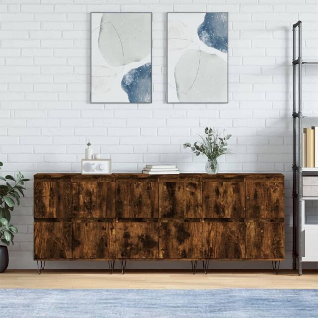 Berkfield Home Sideboards 3 pcs Smoked Oak Engineered Wood in Brown - image 1