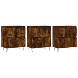 Berkfield Home Sideboards 3 pcs Smoked Oak Engineered Wood in Brown - thumbnail 2