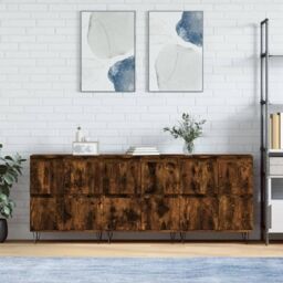 Berkfield Home Sideboards 3 pcs Smoked Oak Engineered Wood in Brown - thumbnail 1