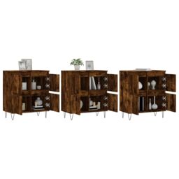 Berkfield Home Sideboards 3 pcs Smoked Oak Engineered Wood in Brown - thumbnail 3