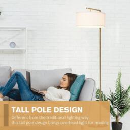 Wyld Haus Kesu Rolo Gold & White Modern Floor Lamp with Linen Shade 153 cm - thumbnail 5