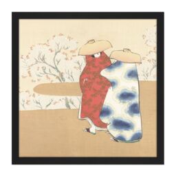 "Artery8 Wall Art Print Sekka Kamisaka Spring Lent Japan Woodcut Square Framed Picture 16X16 Inch in Black - Size: W16"" x H16""" - thumbnail 1