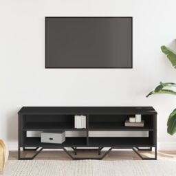 Berkfield Home TV Cabinet Black 122x34x41 cm Engineered Wood - Size: 122 x 34 x 41 cm - thumbnail 3