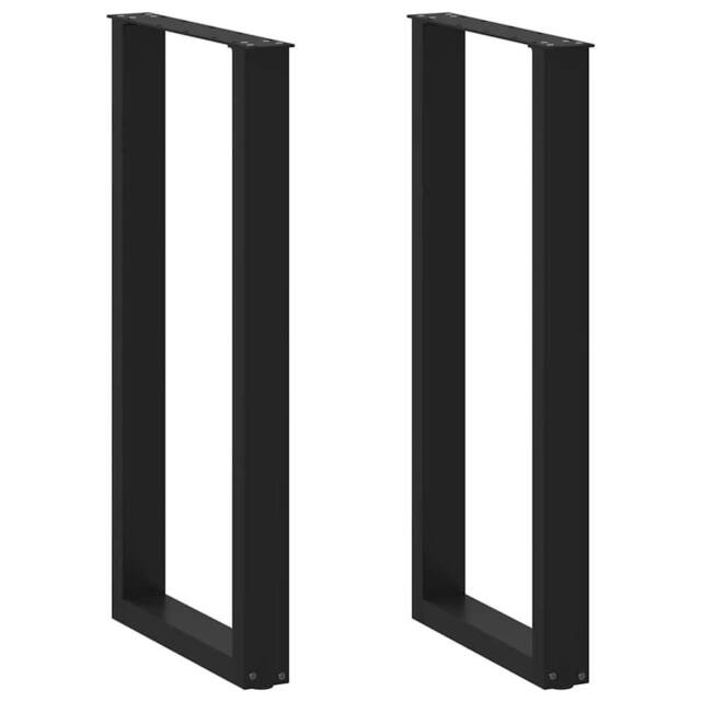 Berkfield Home Coffee Table Legs U-Shaped 2 pcs Black 50x(100-101) cm Steel - image 1