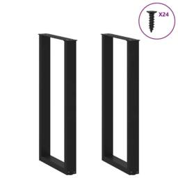 Berkfield Home Coffee Table Legs U-Shaped 2 pcs Black 50x(100-101) cm Steel - thumbnail 3