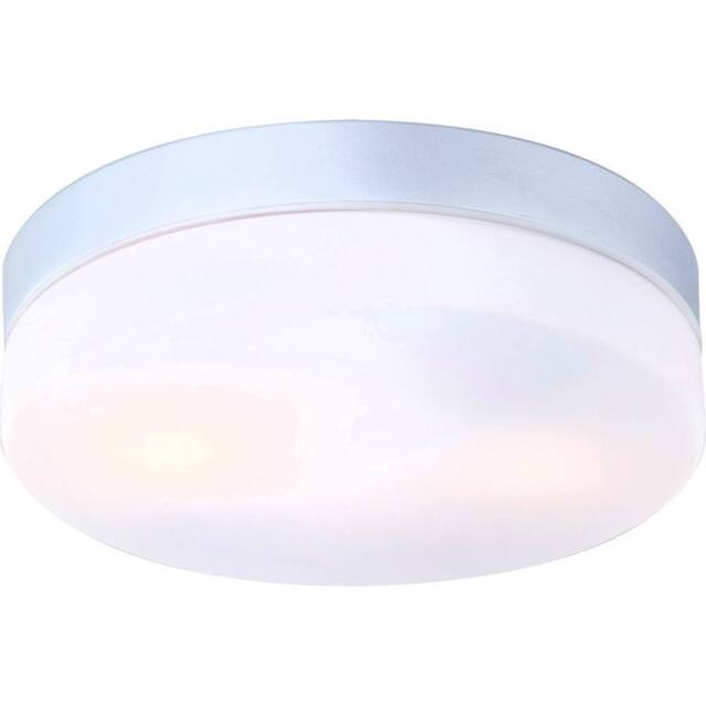 Netlighting Vranos Outdoor Flush Silver Metallic IP44 Opal Glass Shade 2x E27 - image 1
